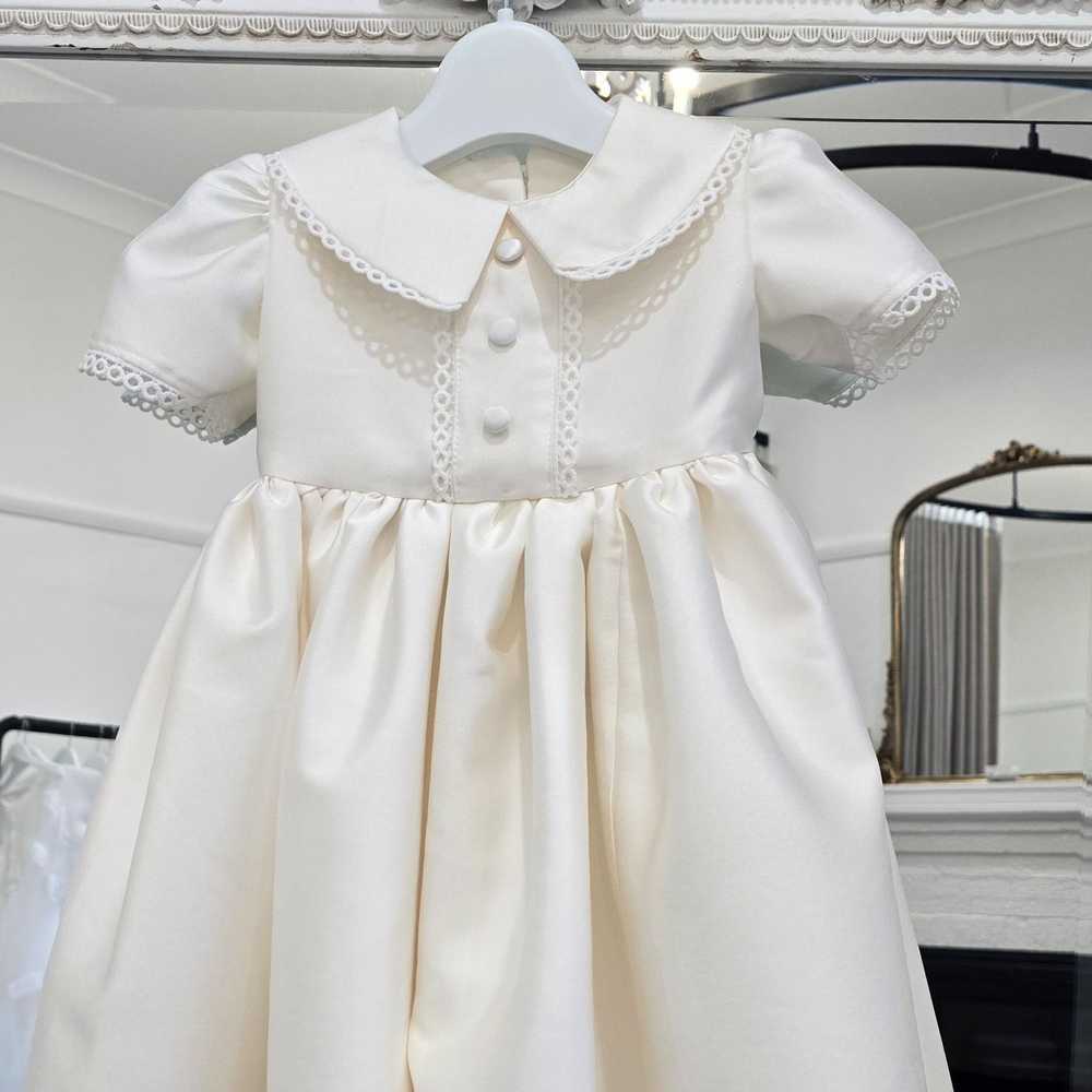 Ivory Silk Mikado Christening Gown