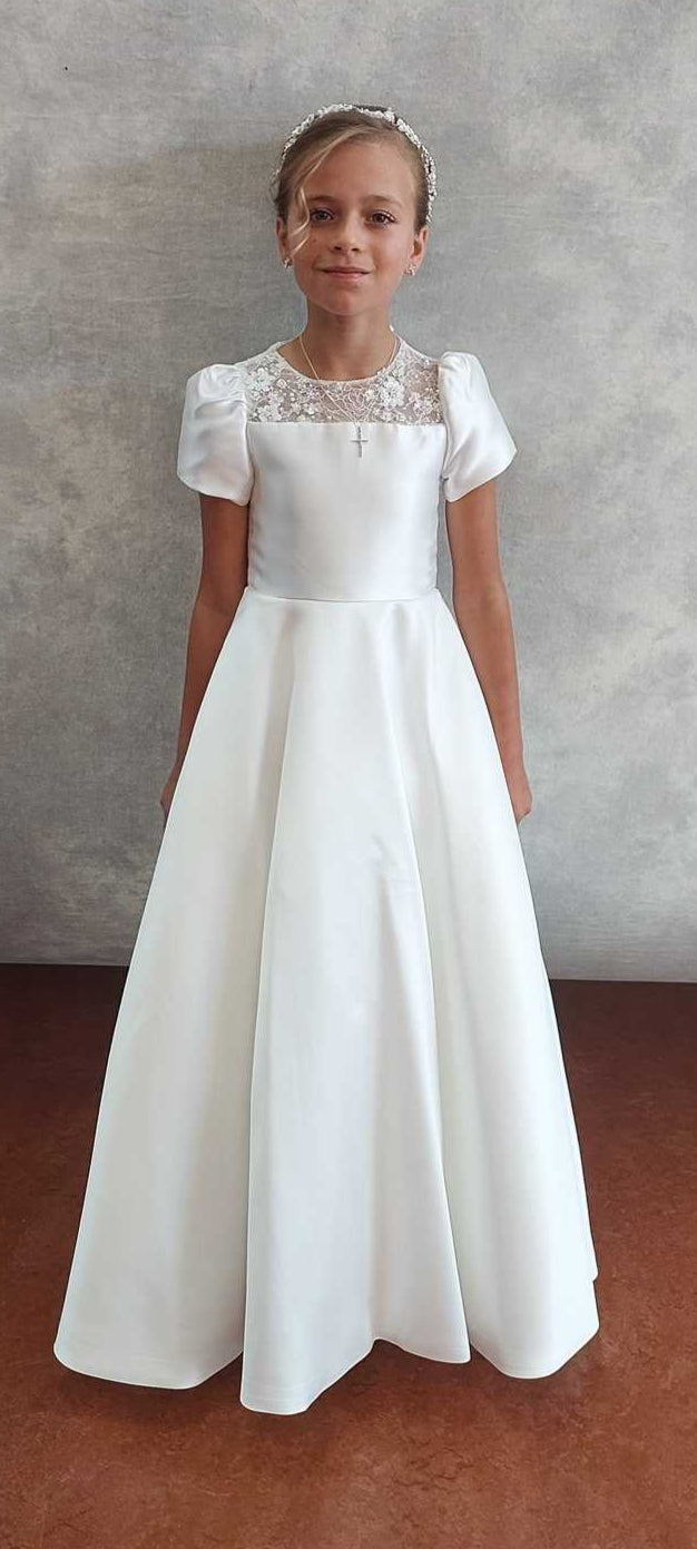 first holy communion dress with sleeves