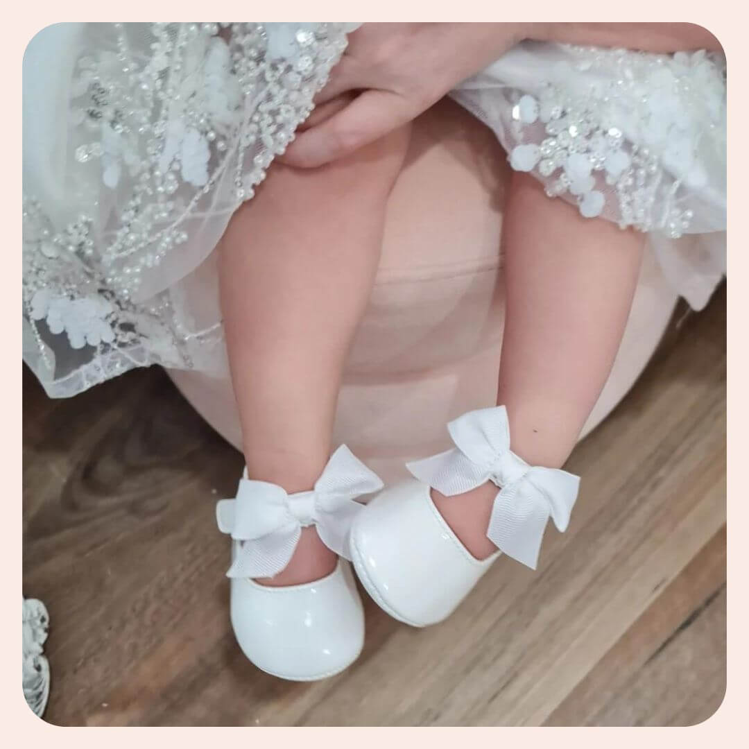 Girls ivory Christening baby shoes