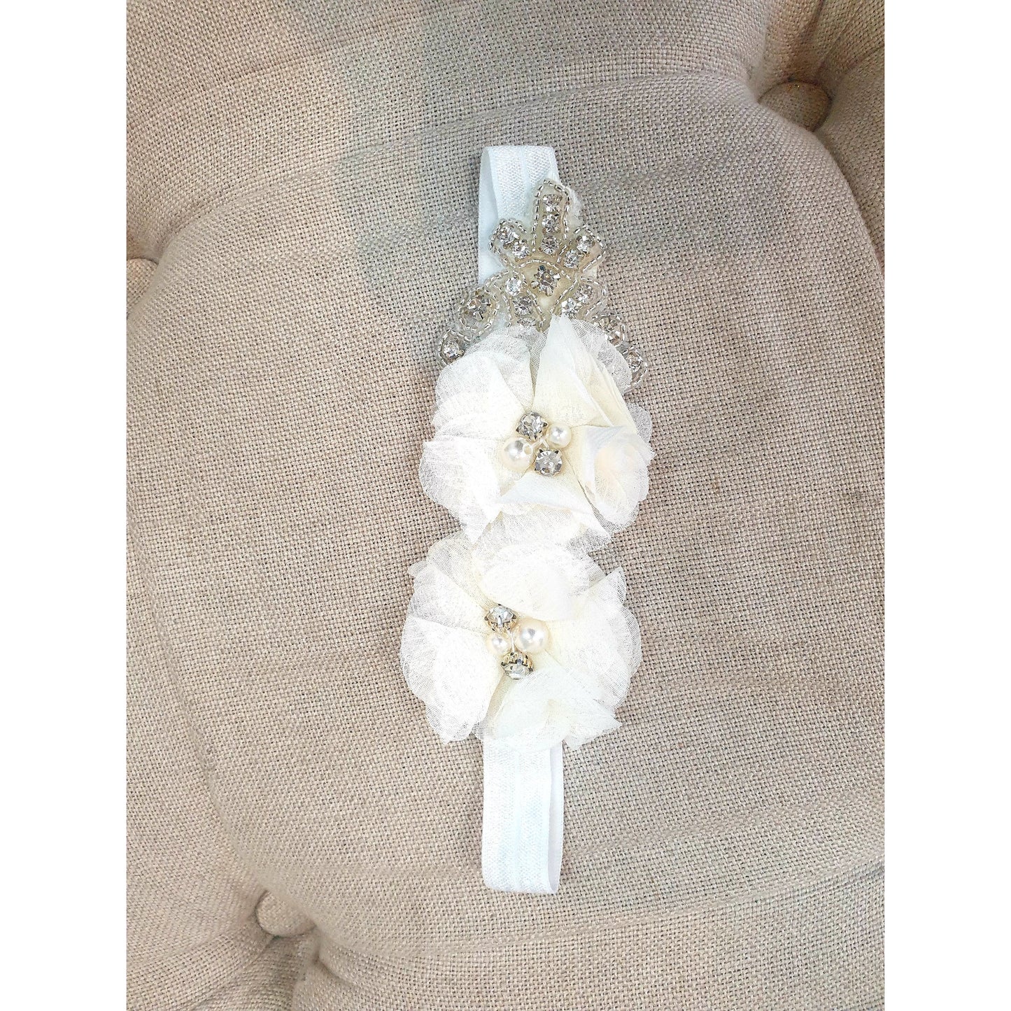 Custom Made Rose headband with diamante