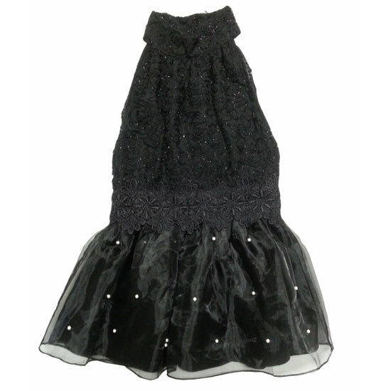 Lace halter dress-Black
