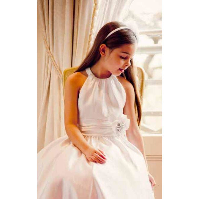 Halter Communion dress with Satin skirt