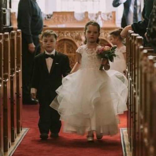 Ivory Flower Girl Dress With Swirl Skirt