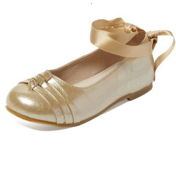 Leather tie up ballet flats
