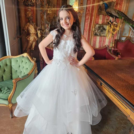 Amelia Lace Dress with Swirl Tulle Skirt | Flower Girl