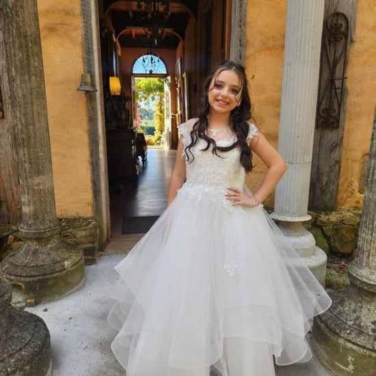 Amelia Lace Dress with Swirl Tulle Skirt | Flower Girl