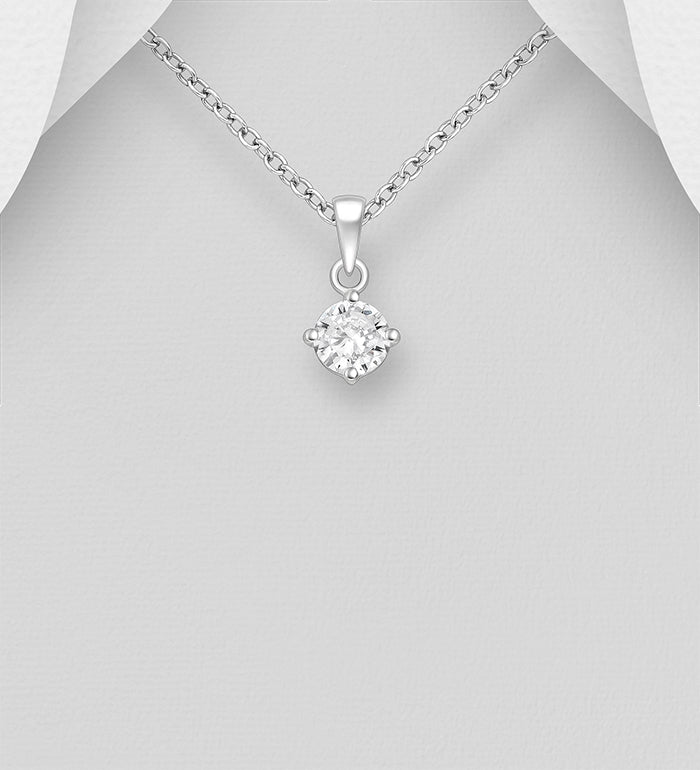 925 Sterling Silver Pendant, Decorated with CZ Simulated Diamond