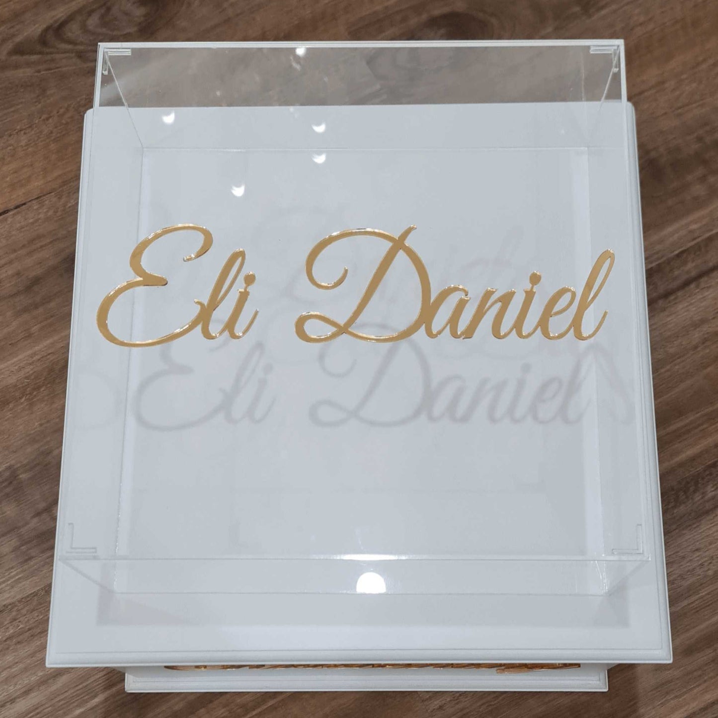 Load image into Gallery viewer, christening Acrylic box with Acrylic name

