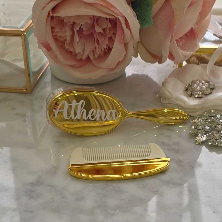 Newborn grooming brush and comb set for christenings