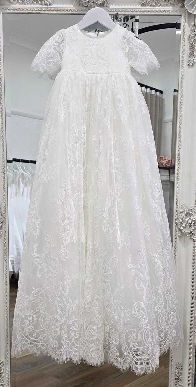 french lace baptism gown