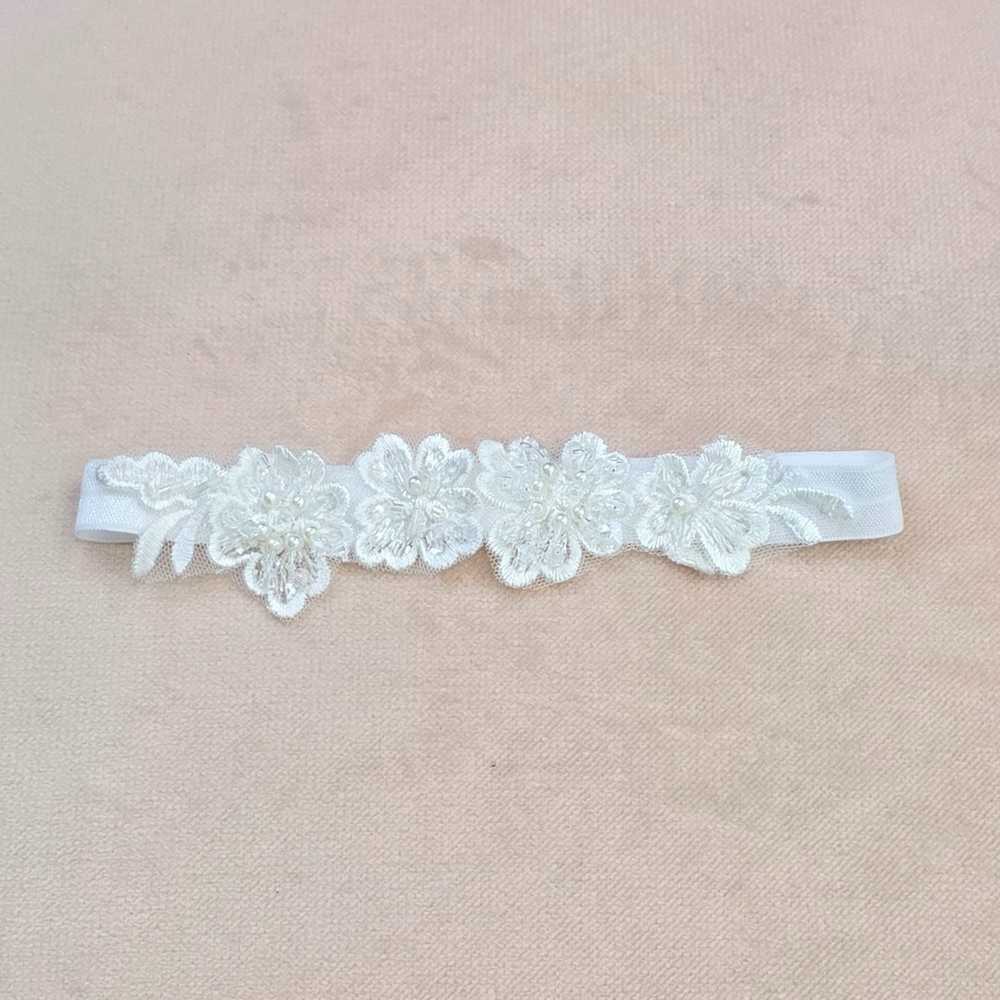 Ivory beaded baby headband with soft elastic