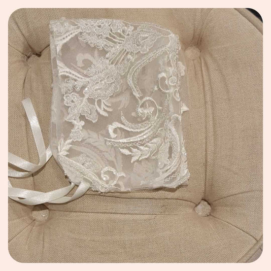 ivory Beaded girls Christening Bonnet