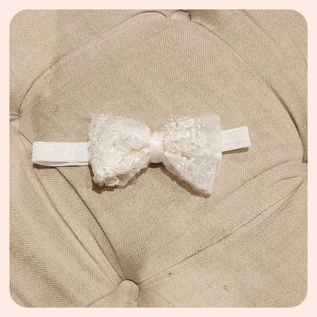 Baby girl occasion headband in classic ivory