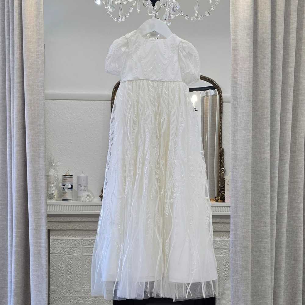 ivory beaded  christening dress