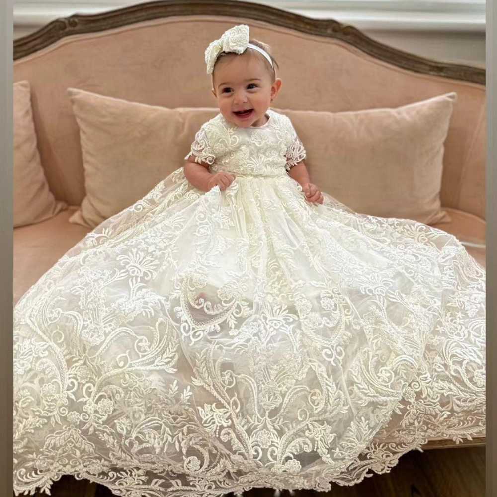 Sophia Lace Christening dresses - Custom Made (changing design) / Short Dress Gown Bonnet Headband Shoes Sophia Lace Christening dresses - Custom Made (changing design) / Short Dress Gown Bonnet Headband Shoes