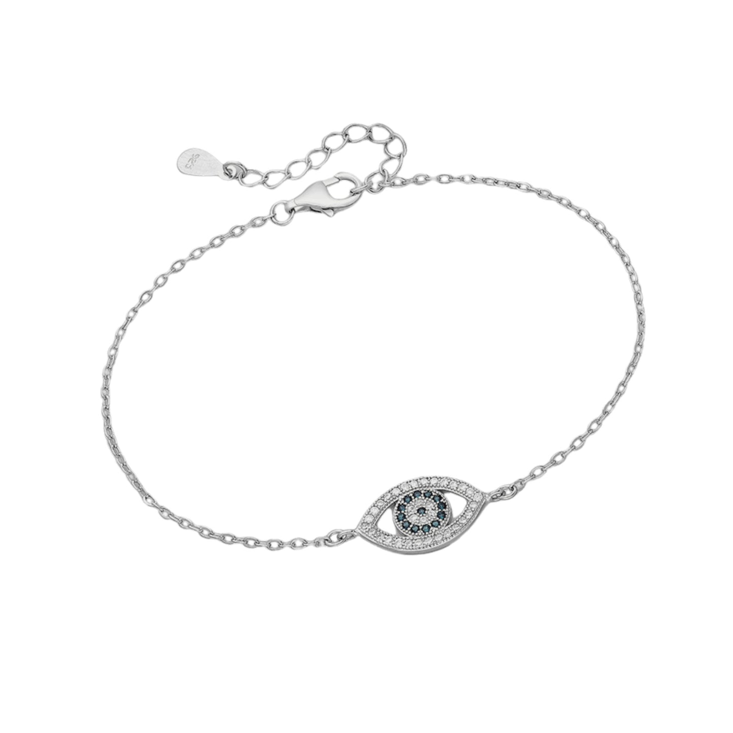 Sterling Silver Cross & Eye Bracelet