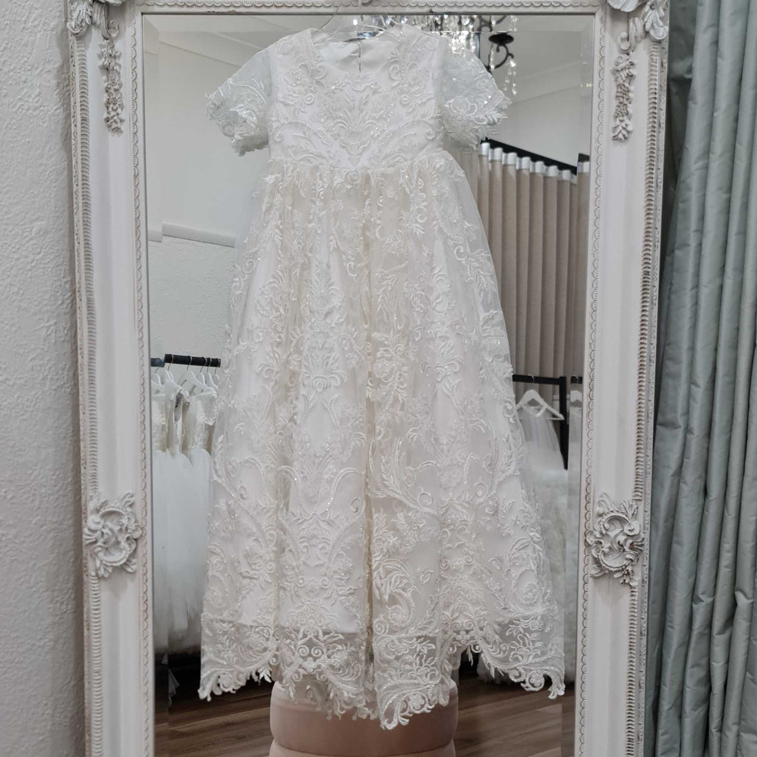3/4 LACE X-LONG CHRISTENING GOWN main image 1