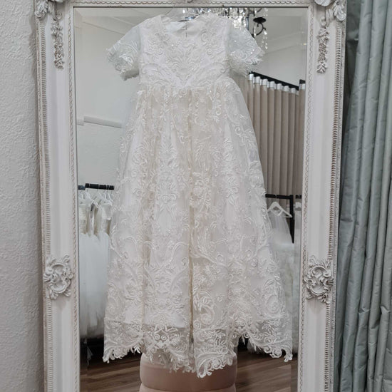 Lace ivory christening gown infant