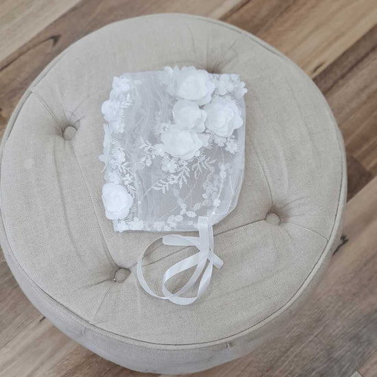 ivory lace christening bonnet