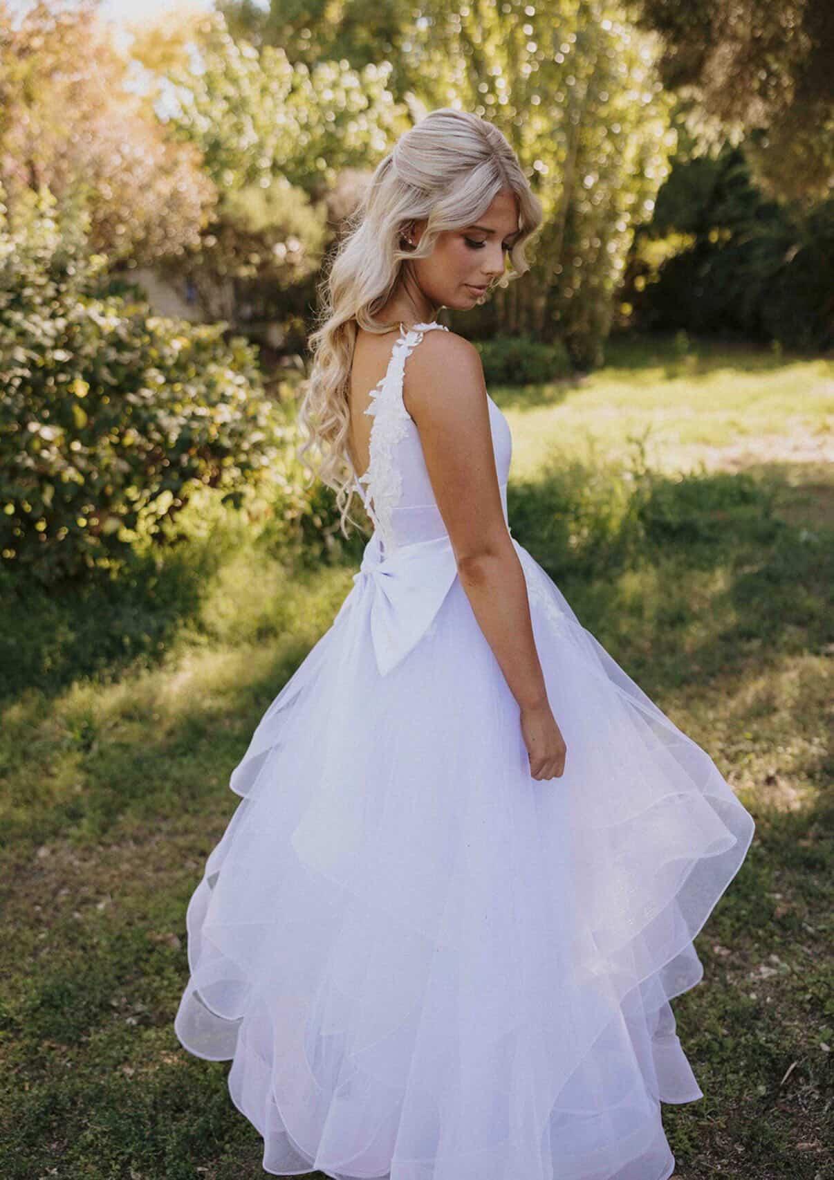 ella dress lace strap detail v neck bodice