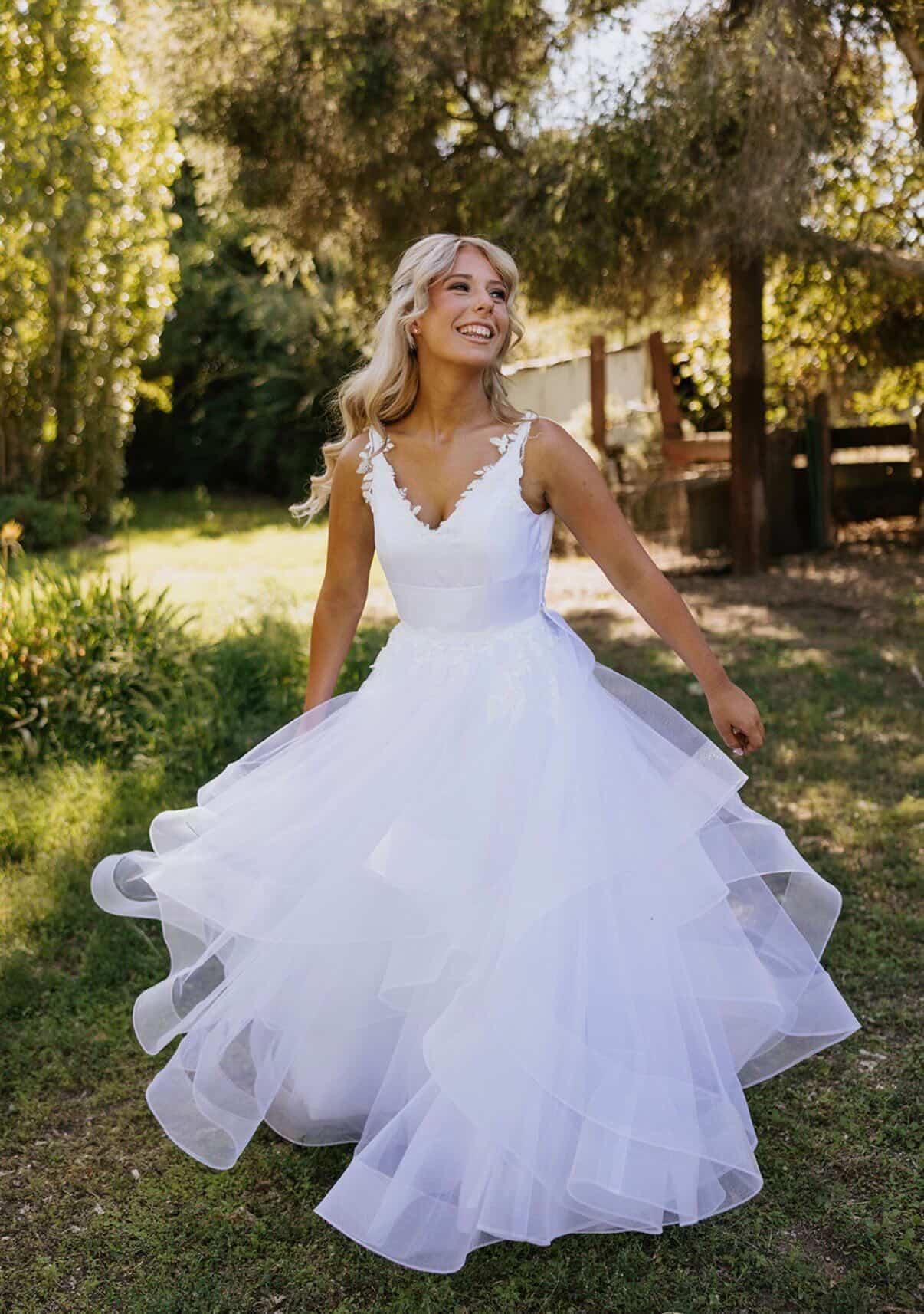 white debutante dress twirl full skirt