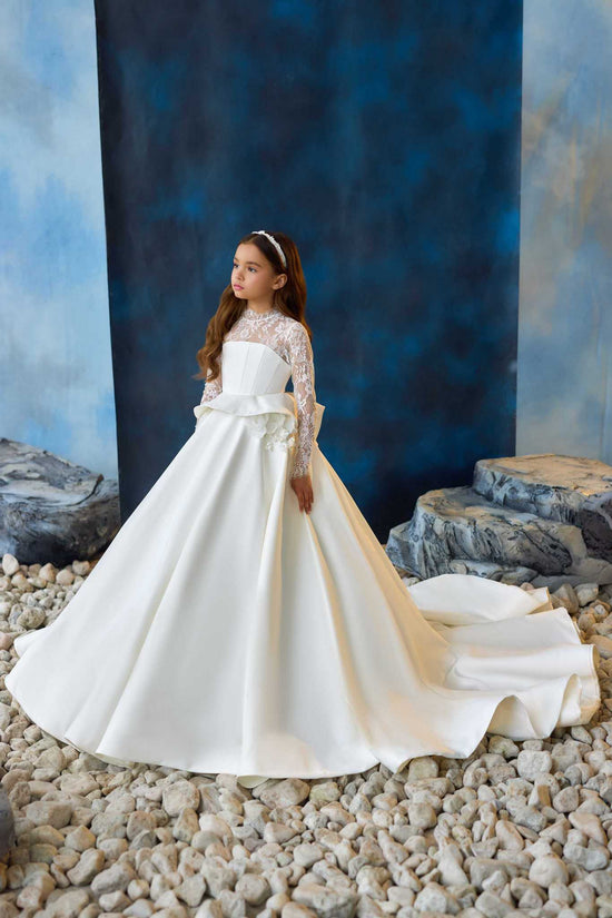Paisley Holy Communion Dress Elegant Lace Gown for Girls | Mini Treasure Kids Paisley Holy Communion Dress Elegant Lace Gown for Girls | Mini Treasure Kids