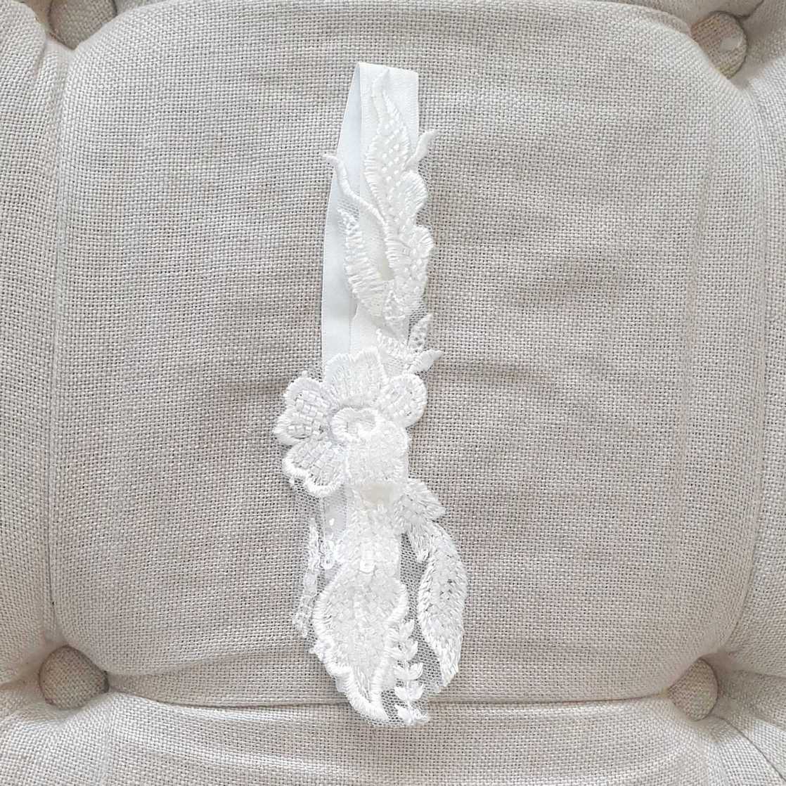 Ivory beaded lace baby girl headband for christening