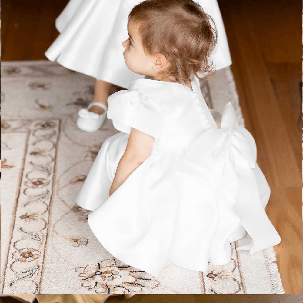 flower girl dress with big bow