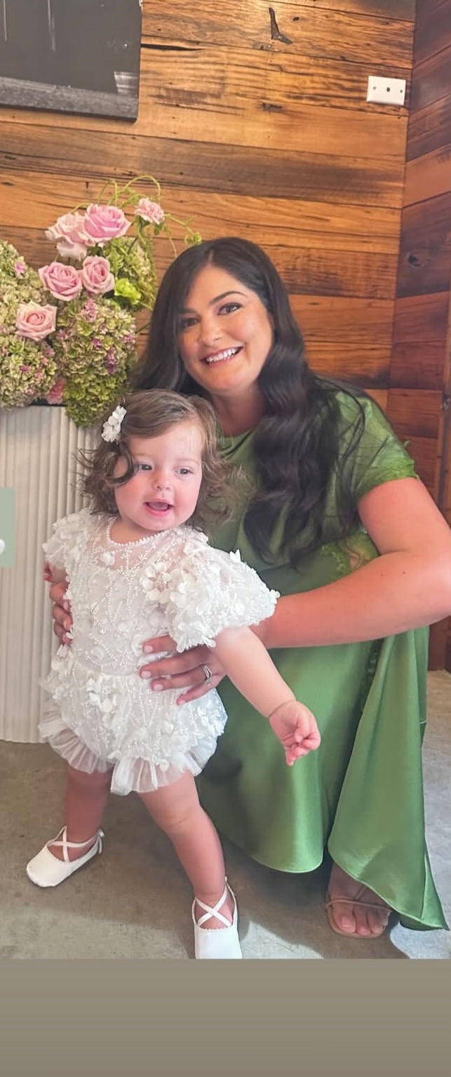 Luxury lace baby baptism outfit handmade in Australia