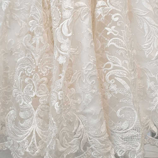 ivory beaded christening lace
