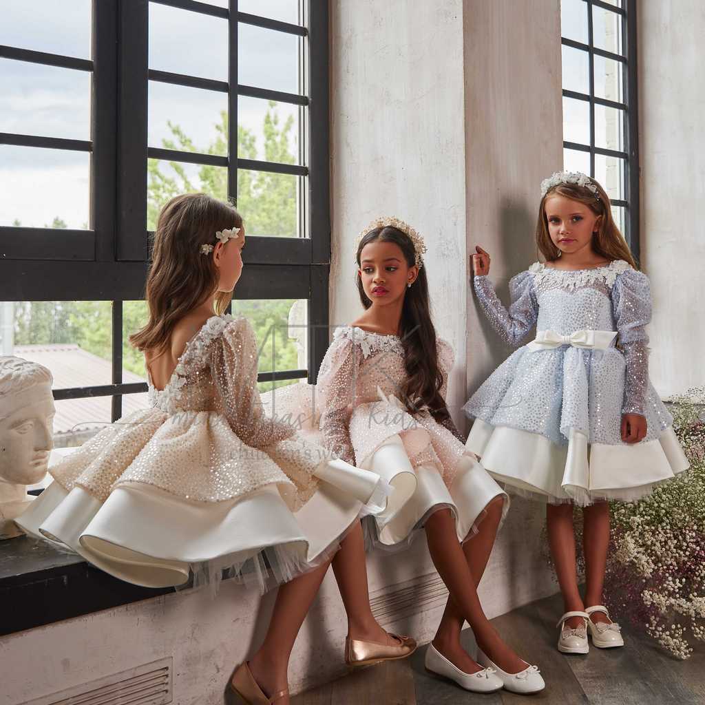 Adeline Lux Girls Dress Handmade European Couture Gown Mini