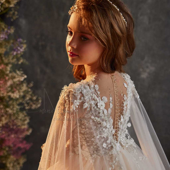 flower girl dress with v back