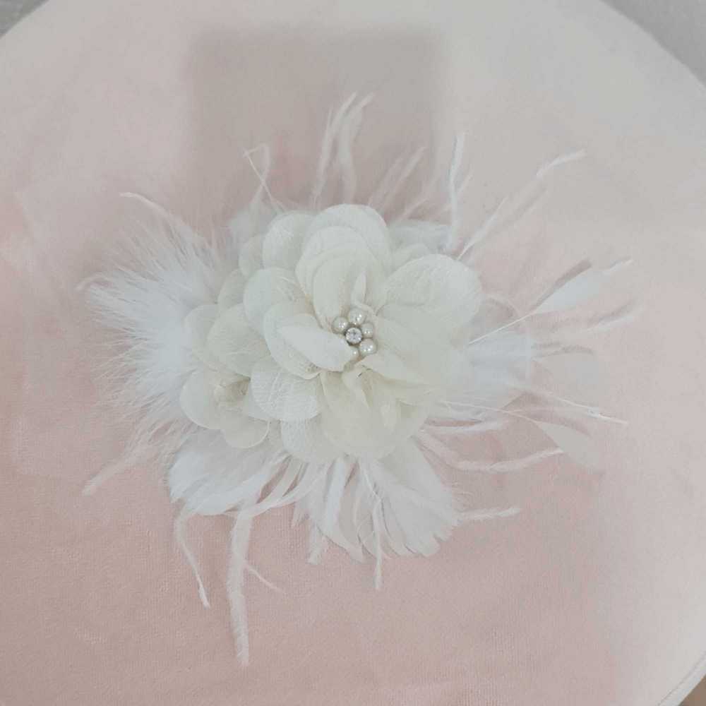 Custom made feather flower headband with lace