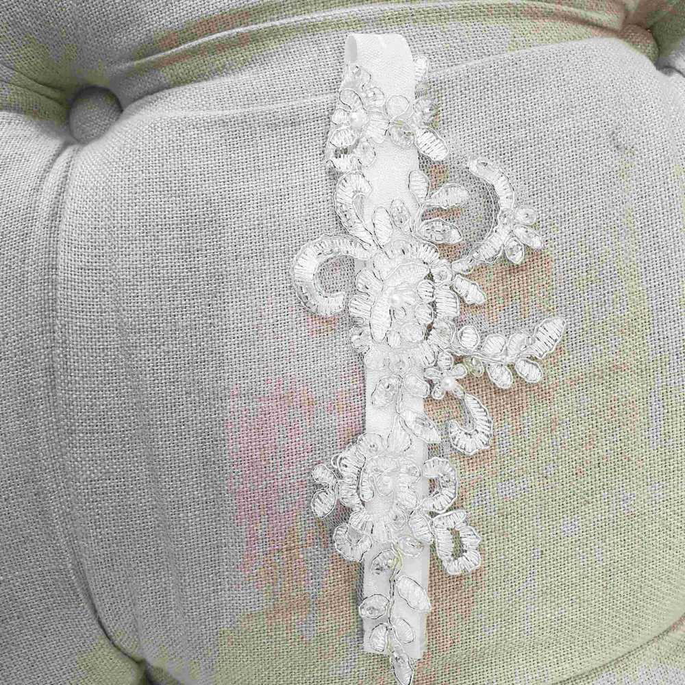 ivory lace with silver edge baby headband
