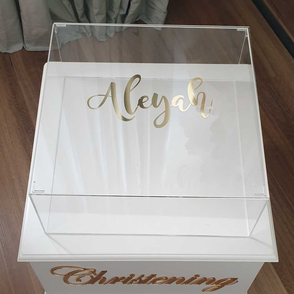 Large Acrylic Personalised Box for wedding, christening or baptism