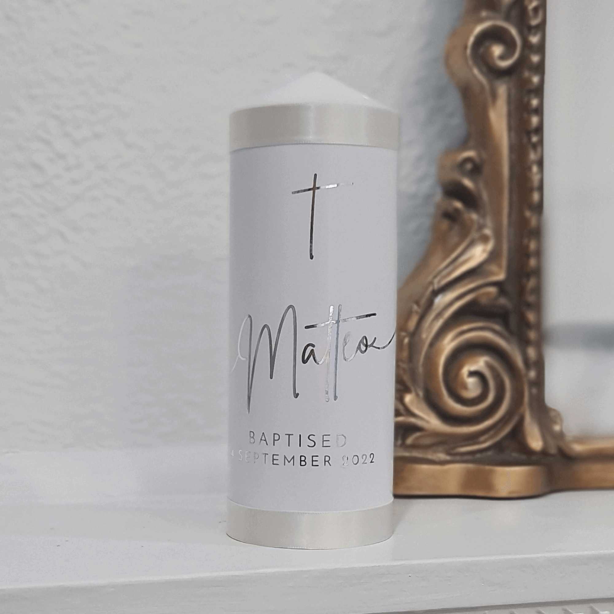 Matteo baptism candle catholic Christening Essentials