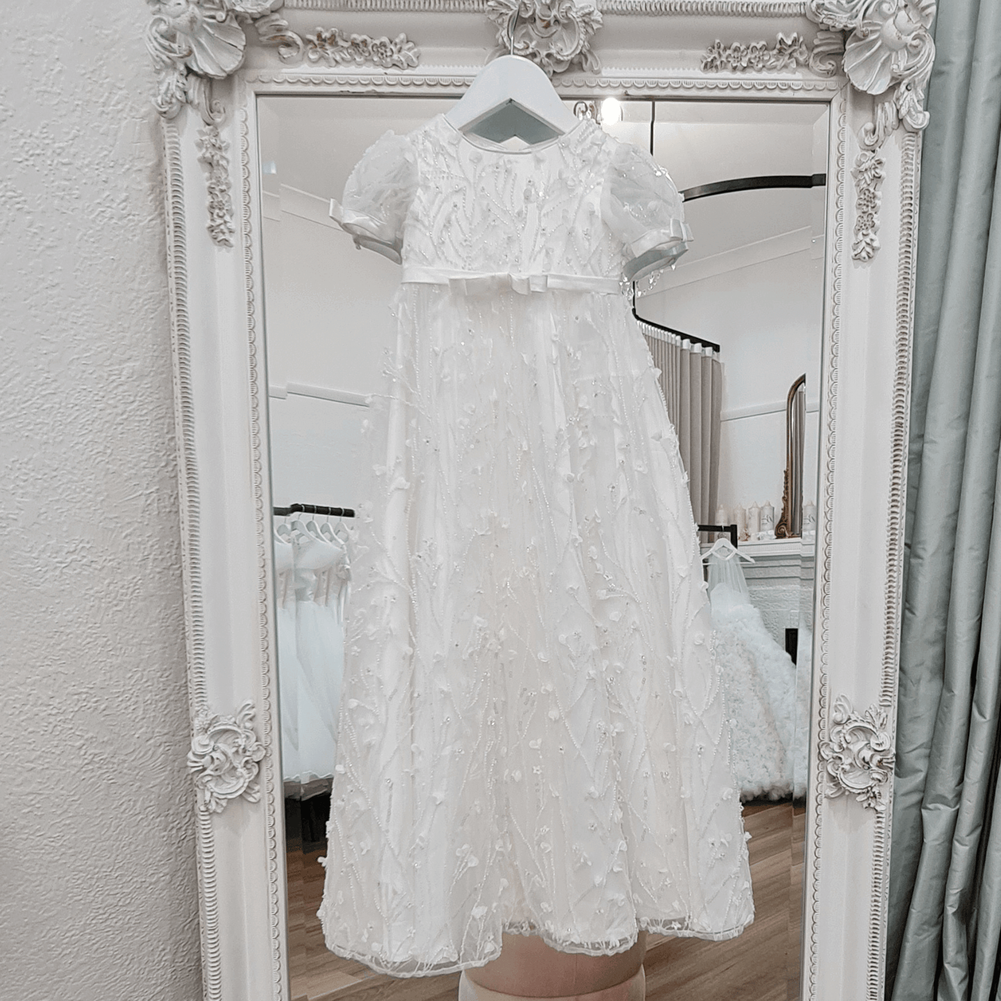 Christening Gown - Embroidered Floral Lace - sz 1– Lilys Attic