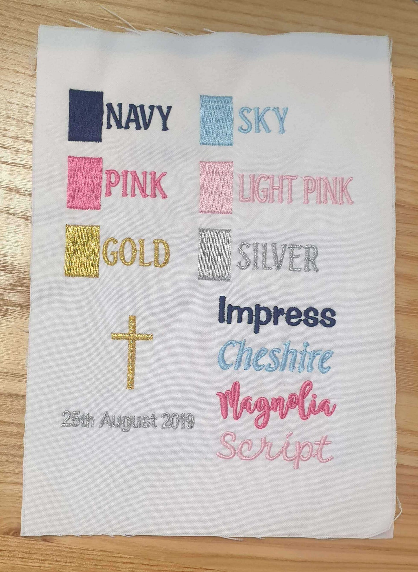 emboridery colour chart and style