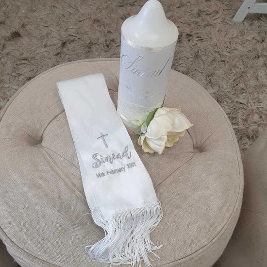 stole designs with matching baptism candle