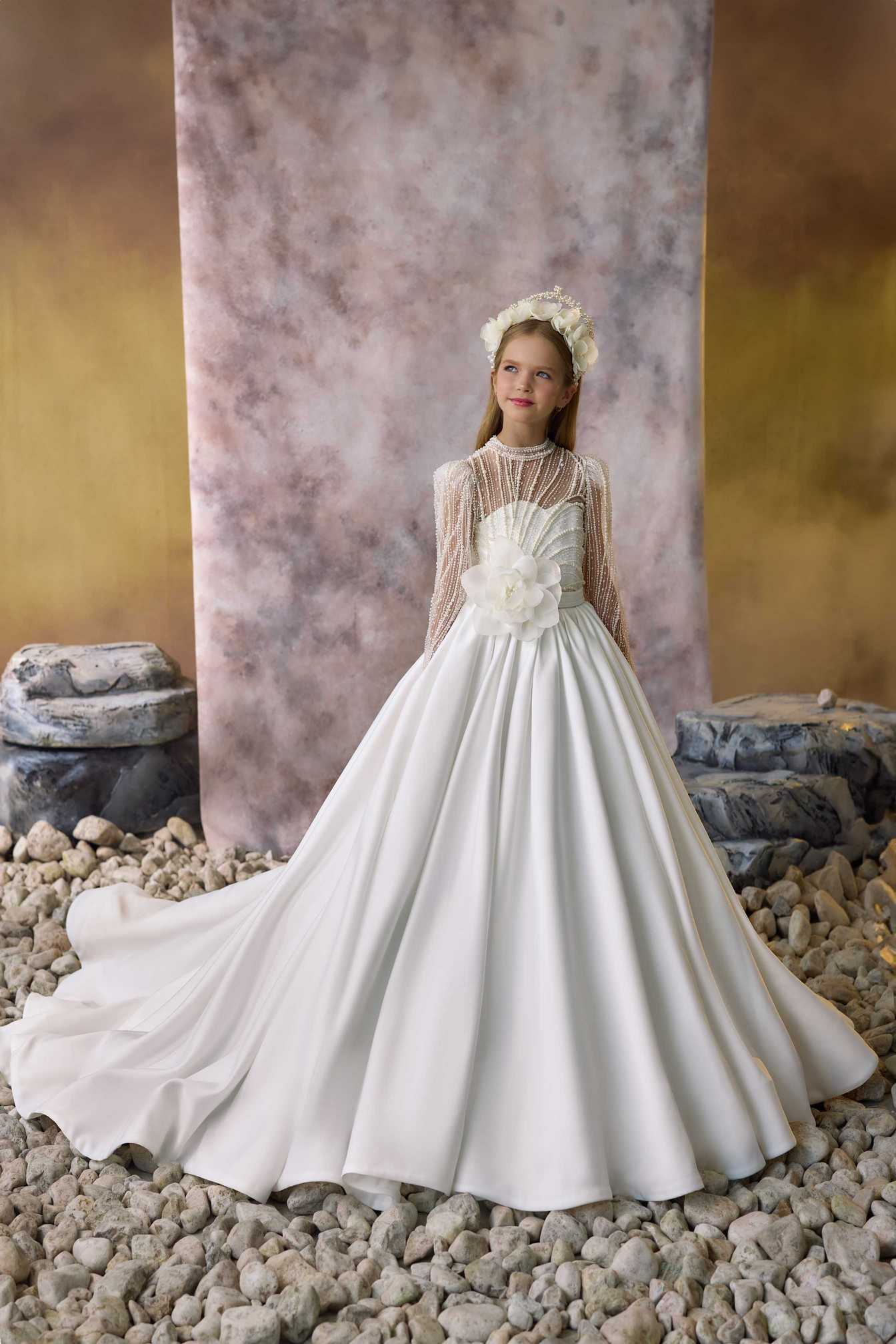 long sleeve communion dress or flower girl dress