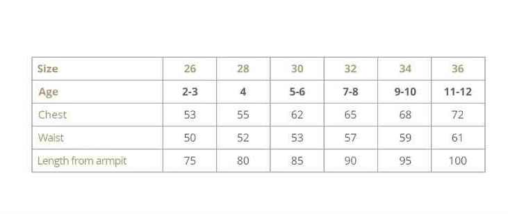 flower girl dress size chart