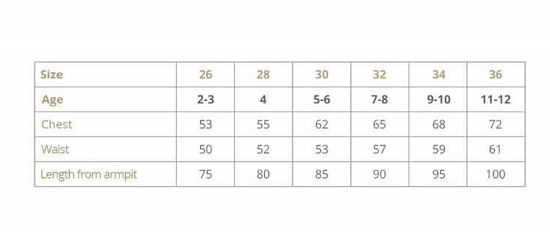 flower girl dress size chart
