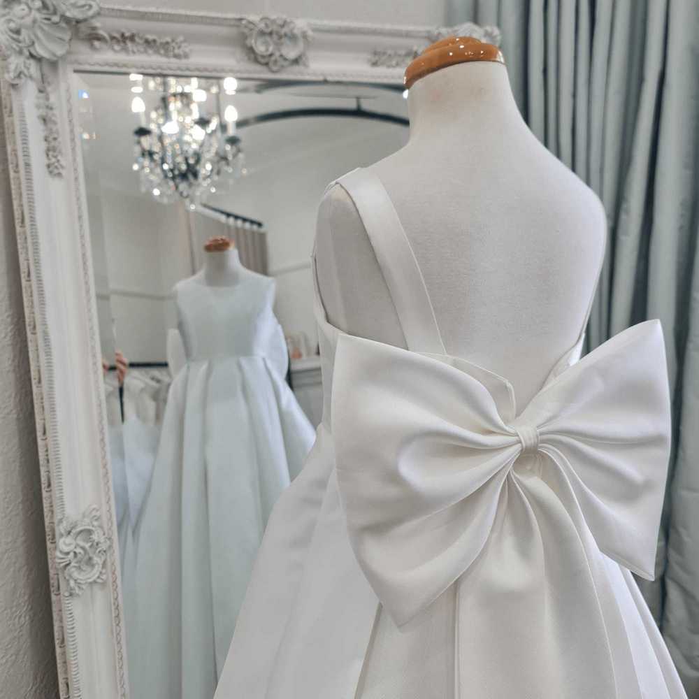 Elise Pleated Mikado Flower Girl Gown - Made to Order