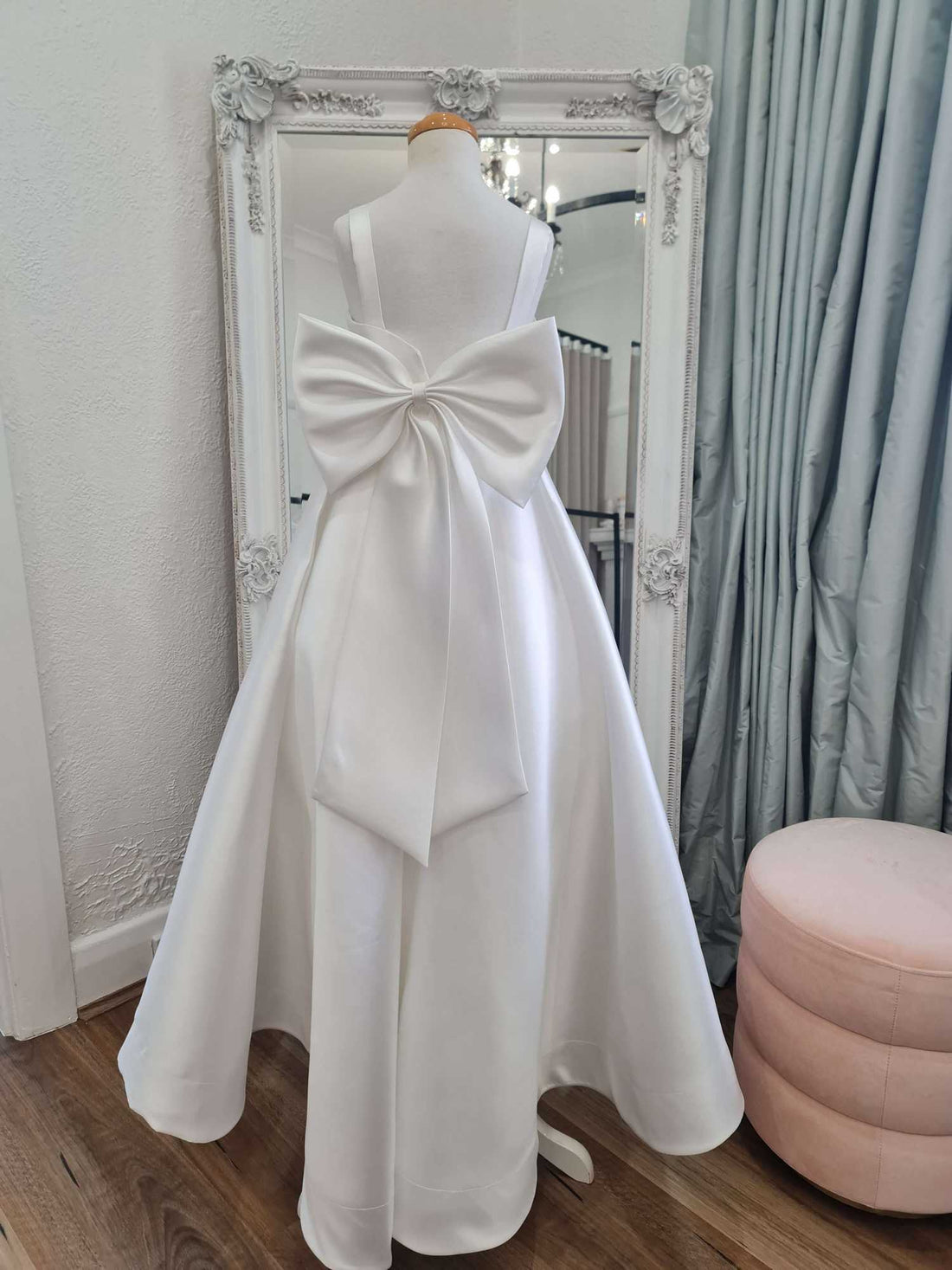 Long Sleeve Mikado Flower Girl Dress - Made to Order (AB008)