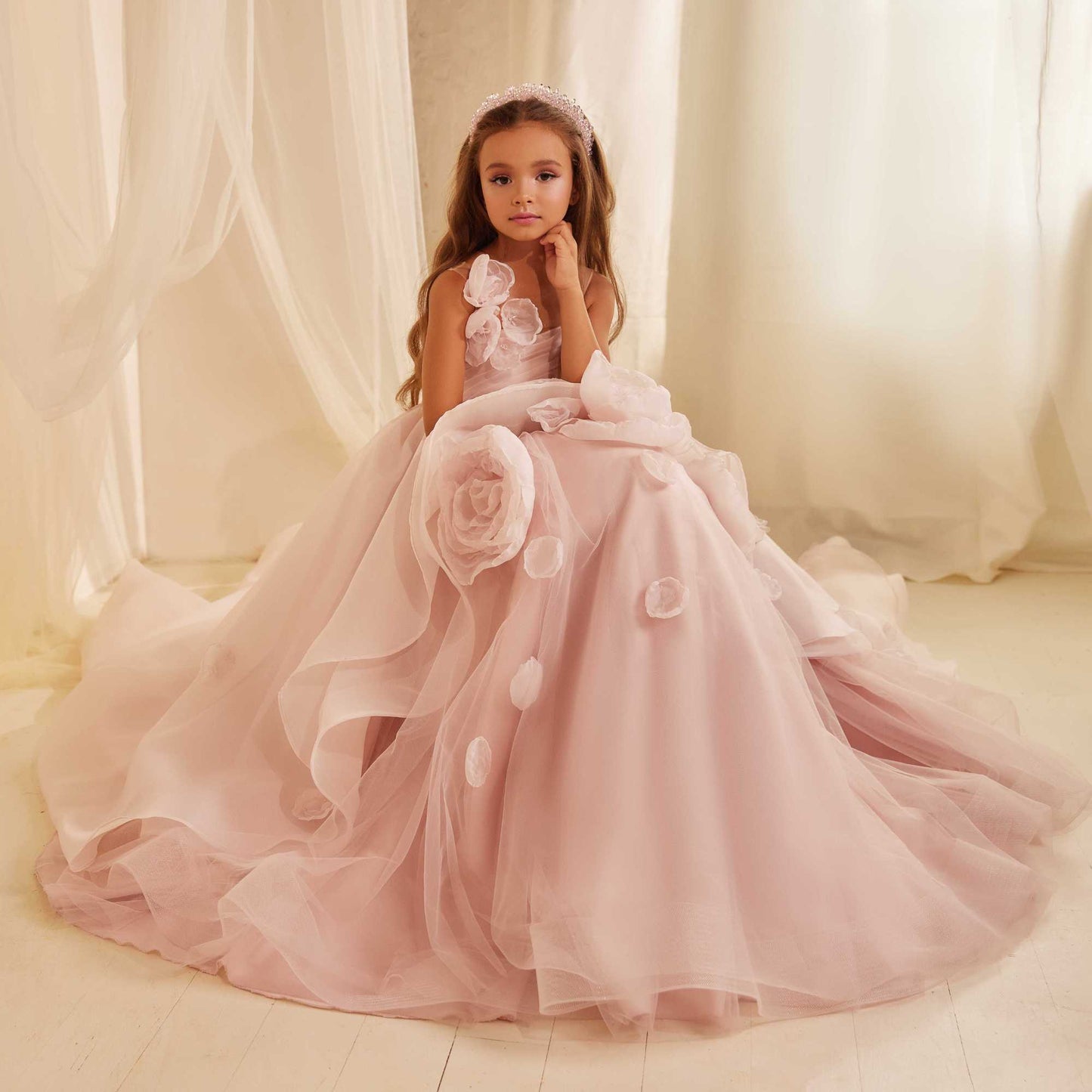 Girl Ball Gown Pink Princess Dress Skylar Lux Princess Dress