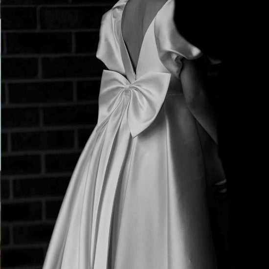 single wedding bow or flower girl bow with tail