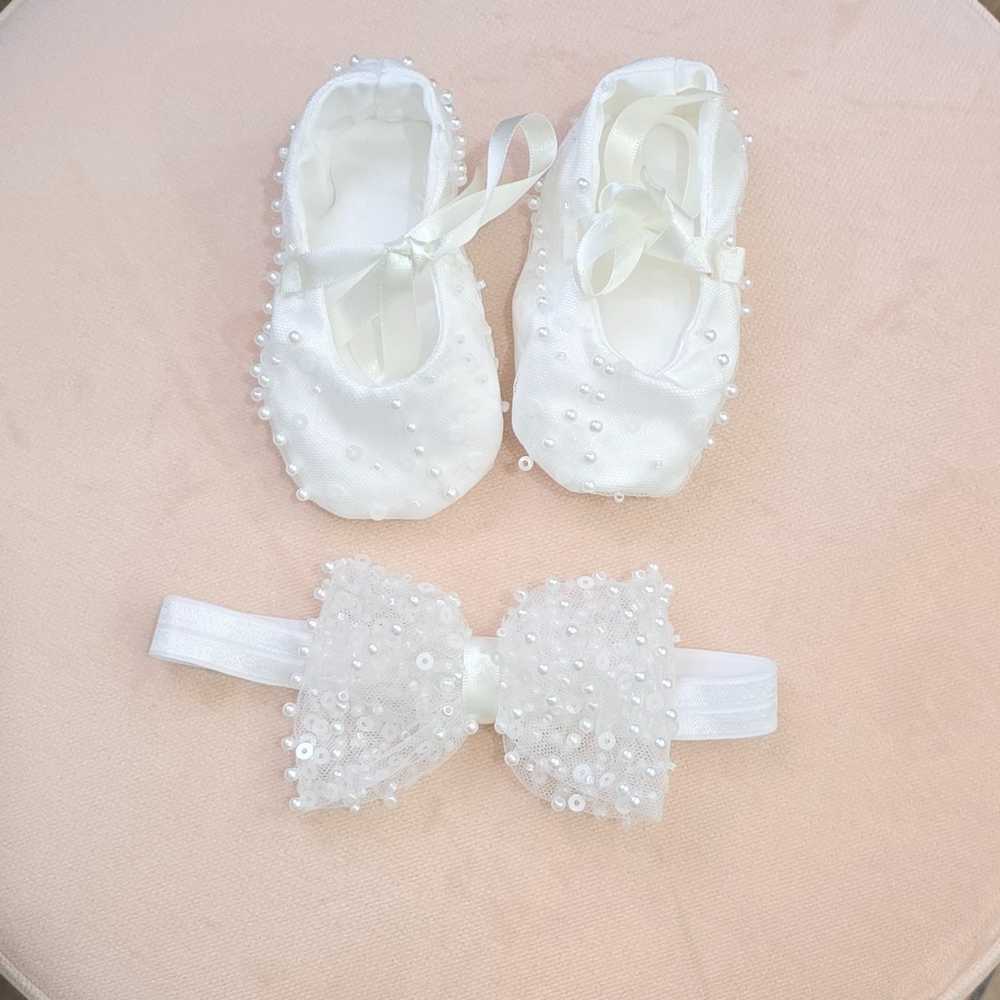 christening shoes and headband