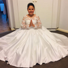 white satin communion dress