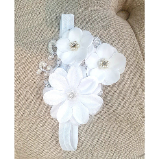 Custom made baby flower headband with lace
