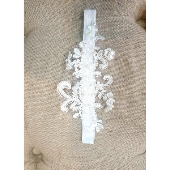 Custom made Lace headband with pearls